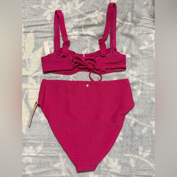 Victoria's Secret Fuchsia Textured High-Waist Bikini Set - Picture 2 of 4
